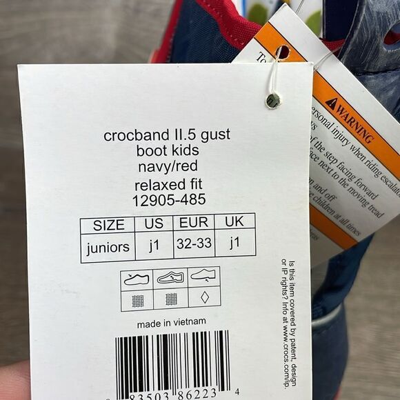NEW Crocs Crocband II.5 Gust Navy Blue Red Little Boy Sz 1 Relaxed Fit Snow Boot - Picture 11 of 11